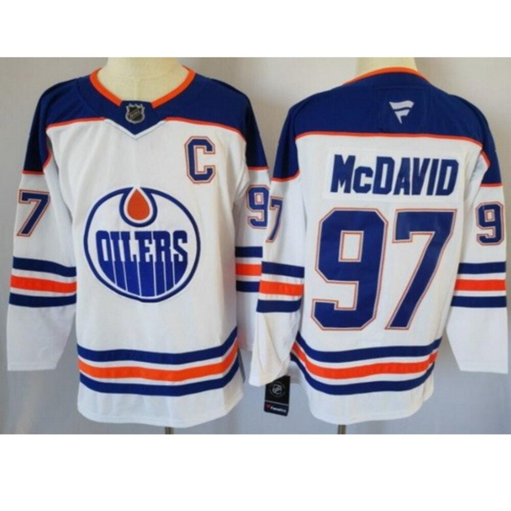 Connor McDavid White and Blue Athletic Raglan V-Neck Dress
